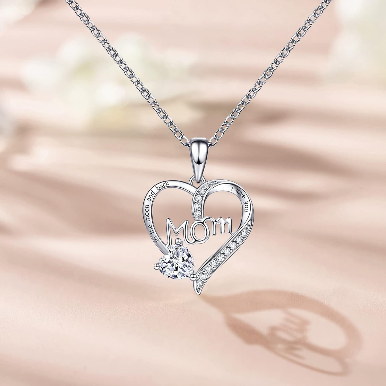 Love Heart Pendant Necklaces for Women, Mother'S Day Gifts for Mom Grandma Wife from Daughter Son, I Love You Mom (With Gift Box)